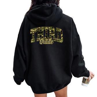 Third Grade Teacher Student Camouflage Back To School Women Oversized Hoodie Back Print | Mazezy