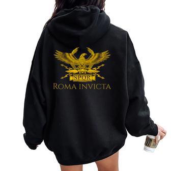 Historia De La Antigua Romapqr Águila Romana Roma Invicta Women Oversized Hoodie Back Print - Regaloses