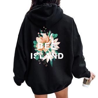 Tybee Island Motif Floral Fleur De Géorgie Sweat à capuche oversize pour femme avec imprimé dans le dos - Cadeauxyz