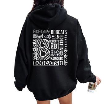 Typography Bobcat For Bobcat Animal Lover Women Oversized Hoodie Back Print - Thegiftio UK