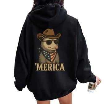 Usa 'Merica Opossum 4Th Of July Kids Patriotic Women Oversized Hoodie Back Print - Thegiftio UK