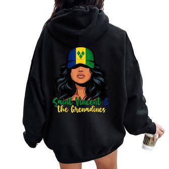 Vincentian Girl St Vincent And The Grenadines Flag Women Women Oversized Hoodie Back Print - Thegiftio UK