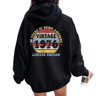 Vintage 1976 50Th Birthday Retro 50 Years Old Women Oversized Hoodie Back Print - Thegiftio
