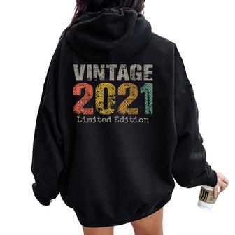 Vintage 2021 Text 5Th Birthday Boy Girl 5 Year Old Women Oversized Hoodie Back Print - Thegiftio UK