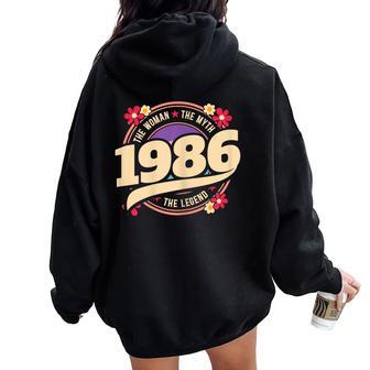 Vintage Année 1986 Légende 40 Ans Anniversaire Sweat à capuche oversize pour femme avec imprimé dans le dos - Cadeauxyz