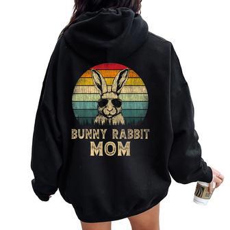 Vintage Bunny Rabbit Mom Rabbit Lovers Mommy Mother's Day Women Oversized Hoodie Back Print - Thegiftio UK