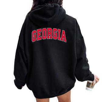 Vintage Georgia Ga Red Sports Style For Kid Women Oversized Hoodie Back Print - Thegiftio UK