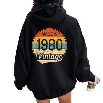 Vintage Made In 1980 Regalo De Cumpleaños Hombre Women Oversized Hoodie Back Print - Regaloses