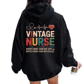 Vintage Nurse Definition Retro Registered Nursing Women Oversized Hoodie Back Print - Thegiftio UK