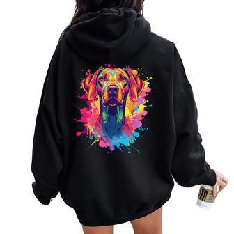 Vizsla Dogizslas Dueños Mamá Papá Mascotas Perros Hombres Es Niños Women Oversized Hoodie Back Print - Regaloses