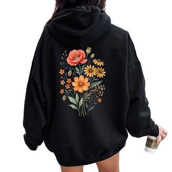 Wildflower Bouquet Flowers Women Oversized Hoodie Back Print - Thegiftio UK