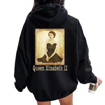 エリザベスii ヴィンテージ レトロ 神ave The Queen Uk Monarch レディース オーバーサイズ パーカー バックプリント - Kawaiitshirt