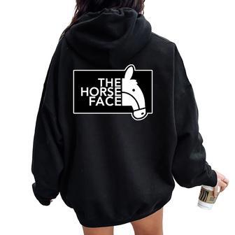 ザ・ホース・フェイス The Horse Face 午年 馬【十二支 干支】2026年 ブランド パロディ 長袖tシャツ レディース オーバーサイズ パーカー バックプリント - Kawaiitshirt