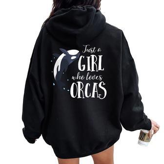 シャチが大好きな女の子 レディース オーバーサイズ パーカー バックプリント - Kawaiitshirt