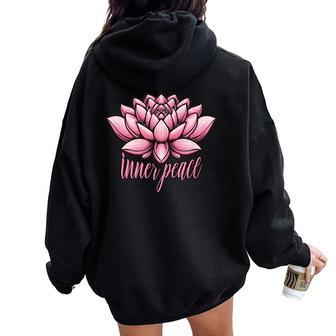 ピンクの蓮の花 曼荼羅 レディース オーバーサイズ パーカー バックプリント - Kawaiitshirt