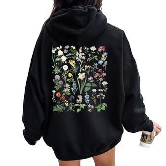 ヴィンテージ 花 ボタニカル イラスト チャート 植物 レディース オーバーサイズ パーカー バックプリント - Kawaiitshirt