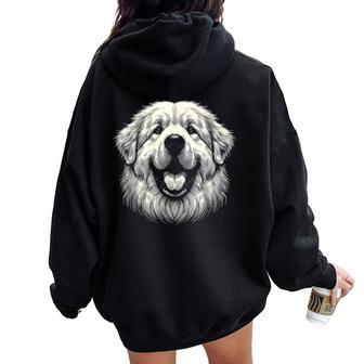 女性と男性のためのグレート ピレニーズ犬の顔のアート デザイン レディース オーバーサイズ パーカー バックプリント - Kawaiitshirt
