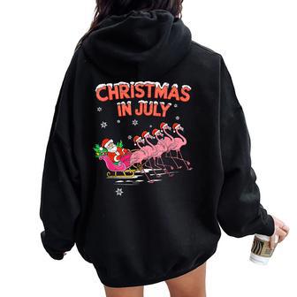 Flamingo Christmas In July Xmas Summer Christmas Girls Women Oversized Hoodie Back Print - Thegiftio UK