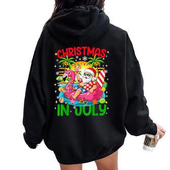 Christmas In July Santa Flamingo Float Summer Xmas Kid Women Oversized Hoodie Back Print | Seseable UK