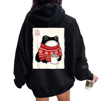 Grumpy Frog Japanese Kids Christmas Women Oversized Hoodie Back Print - Thegiftio