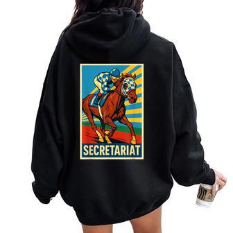 Secretariat Horse Horse Racing Del Mar Santa Anita Horse Women Oversized Hoodie Back Print - Thegiftio UK