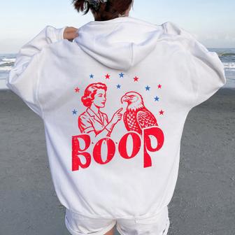 4Th Of July Boop Woman Bald Eagle Patriotic Men Women Oversized Hoodie Back Print - Thegiftio UK