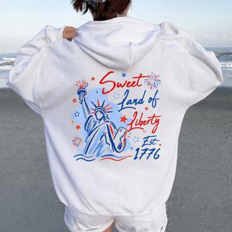 4Th Of July Sweet Land Of Liberty 1776 Kid Women Oversized Hoodie Back Print - Thegiftio UK