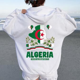 Algerian Flag Heritage Outfit Idea For Algeria Themed Women Oversized Hoodie Back Print - Thegiftio UK