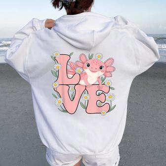 Axolotl Love Cute Kawaii Boys Girls Kids Women Oversized Hoodie Back Print - Thegiftio UK