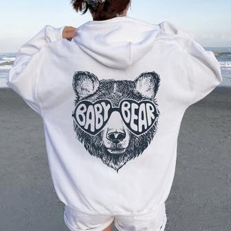 Baby Bear Face Sunglasses Print Mother's Day Women Oversized Hoodie Back Print - Thegiftio UK