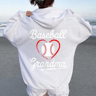 Baseball Grandma Baseball Heart Women Oversized Hoodie Back Print - Thegiftio UK