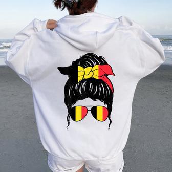 Belga Chica Bélgica Bandera Belga Orgullosa Belga Women Oversized Hoodie Back Print - Regaloses