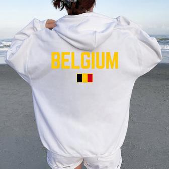 Belgium Flag Kids Belgium Women Oversized Hoodie Back Print - Thegiftio UK
