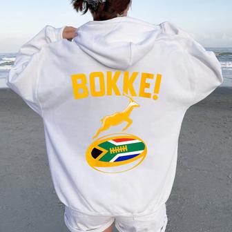 Bokke Springbok Rugby South African Flag Men & Kids Women Oversized Hoodie Back Print - Thegiftio UK