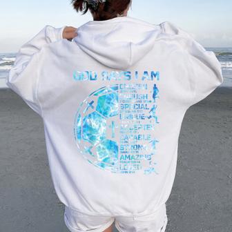 Boys Christian Soccer God Says I Am Religious Faith Graphic Women Oversized Hoodie Back Print - Thegiftio
