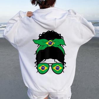 Brasileña Chica Brasil Bandera Brasileña Orgullosa Women Oversized Hoodie Back Print - Regaloses