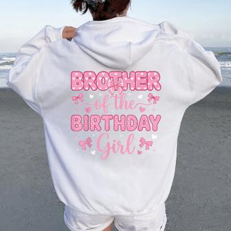 Brother Of Birthday Girl Coquette Bow Party Family Matching Women Oversized Hoodie Back Print - Thegiftio
