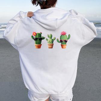Cactus Mignons Cactus En Pot Sweat à capuche oversize pour femme avec imprimé dans le dos - Cadeauxyz