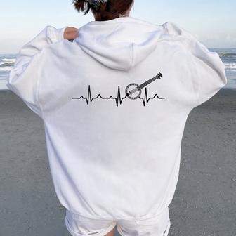 Cardiogram Banjo Bluegrass-Festival Musique-Country Banjo Sweat à capuche oversize pour femme avec imprimé dans le dos - Cadeauxyz