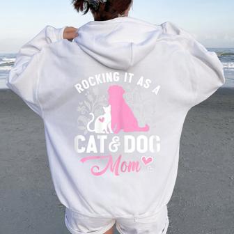 Cat And Dog Mom For Mother's Day Pet Lovers Furmama Women Oversized Hoodie Back Print - Thegiftio