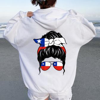 Chica Chilena Chile Bandera Chilena Orgullosa Chilena Women Oversized Hoodie Back Print - Regaloses