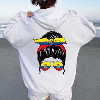Chica Ecuatoriana Bandera Ecuador Orgullosa Ecuatoriana Women Oversized Hoodie Back Print - Regaloses