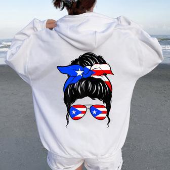 Chica Puertorriqueña Bandera De Puerto Rico Orgullosa Puertorri Women Oversized Hoodie Back Print - Regaloses