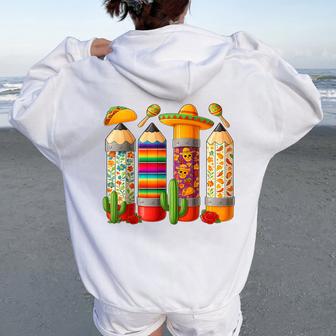 Cinco De Mayo Teacher Lets Fiesta Squad Mexican Party Women Oversized Hoodie Back Print - Thegiftio