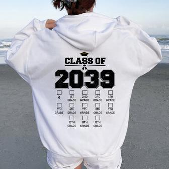 Class Of 2039 Grow With Me Checklist Kindergarten 12Th Grade Women Oversized Hoodie Back Print - Thegiftio UK