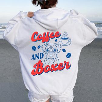 Coffee And Boxer Boxer Coffee Club Dog Lovers Women Oversized Hoodie Back Print | Seseable UK