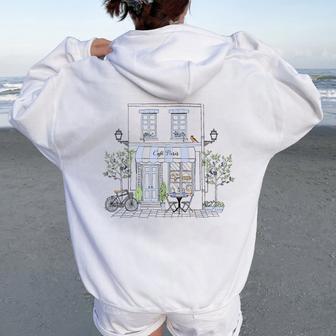 Cute French Coffee Café Paris Graphic Drawing Souvenir Women Oversized Hoodie Back Print - Thegiftio UK