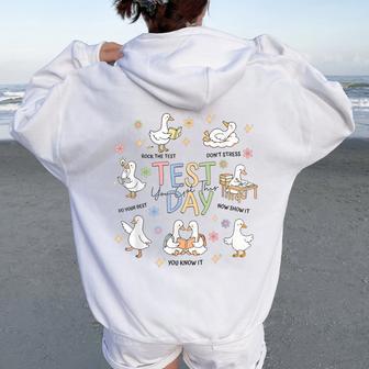 Cute Silly Goose Teacher Test Day You Got This Rock The Test Women Oversized Hoodie Back Print - Thegiftio UK