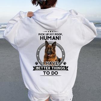 Divertente Da Pastore Tedescohepard Dog Mom Dad Joke Pet Felpa con cappuccio oversize da donna con stampa posteriore - Novitaregali