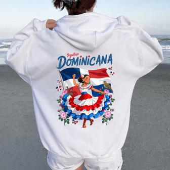 Dominicana Outfit Idea For Girls Dominican Republic Flag Women Oversized Hoodie Back Print - Thegiftio UK